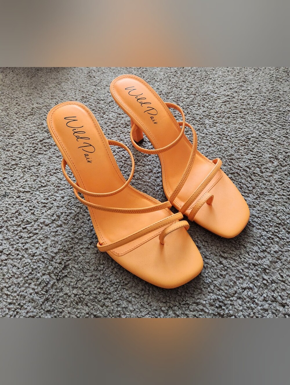 Wild Pair Lenore Orange Strappy Dress Sandals Heeled Mules